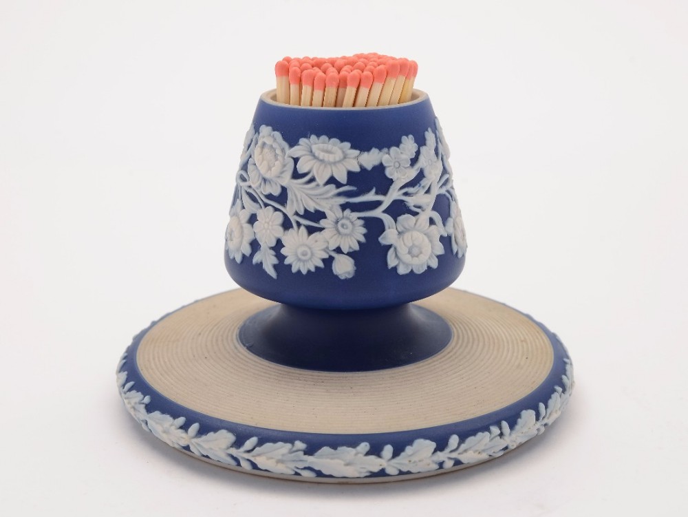 19th Century Victorian China Jasperware Match Striker, Circa 1890