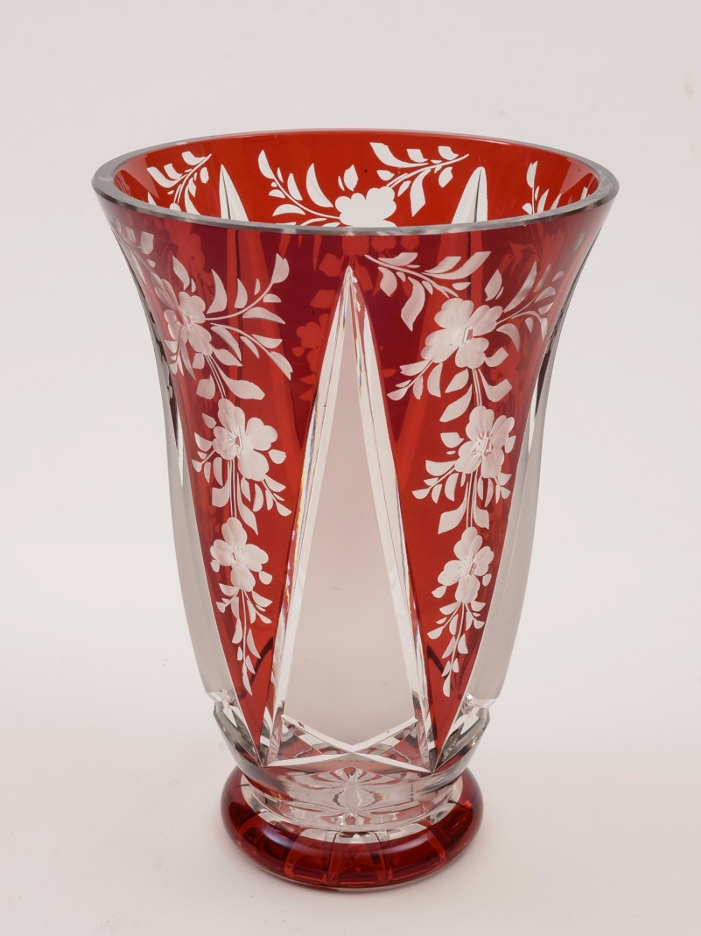 Bohemian Ruby Overlaid Glass Vase, Circa 1900