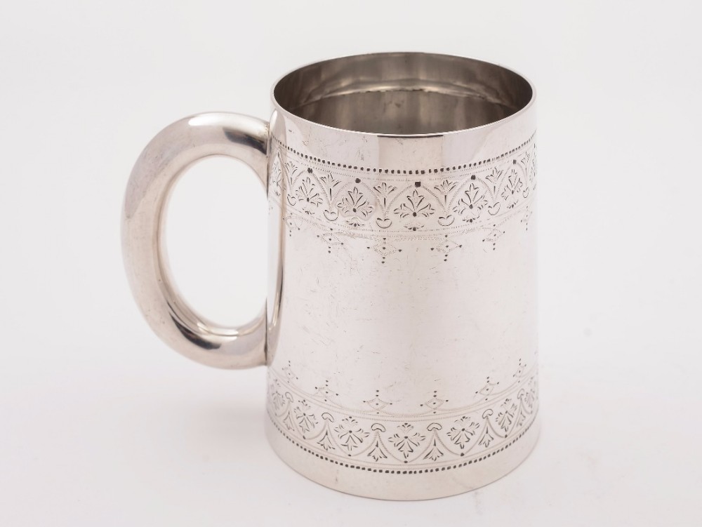 Victorian Silver Pint Tankard, London 1881