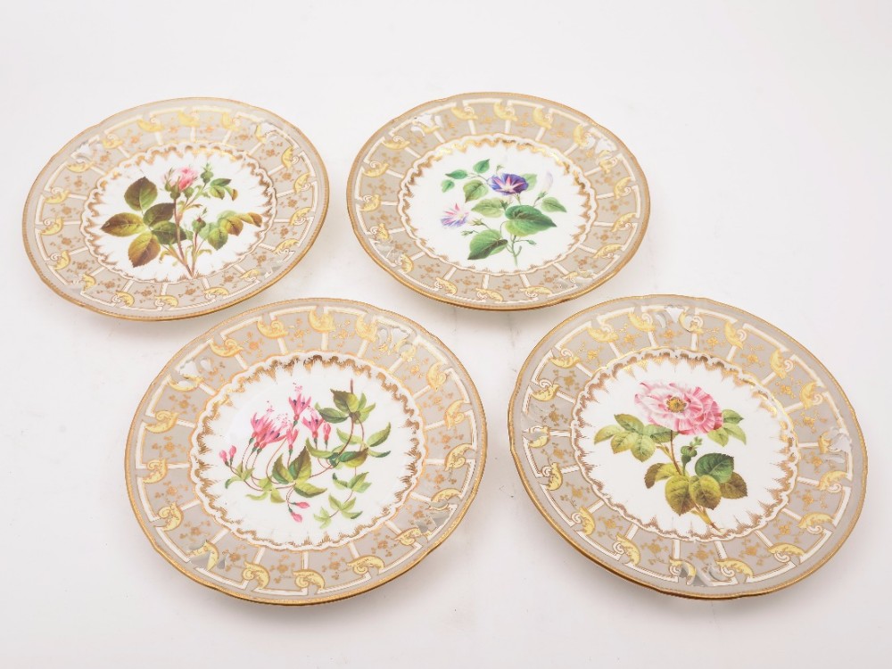 Set of 4 Victorian Dessert Plates, Circa 1890