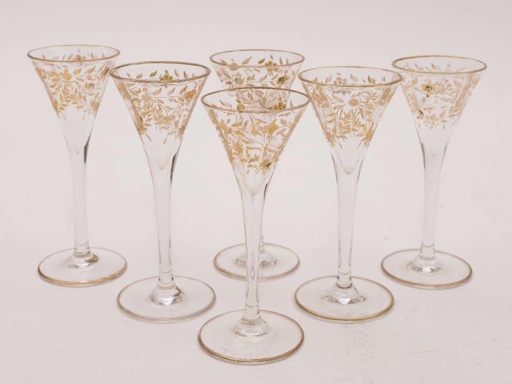 Set of 6 French Liqueur Glasses, Circa 1905