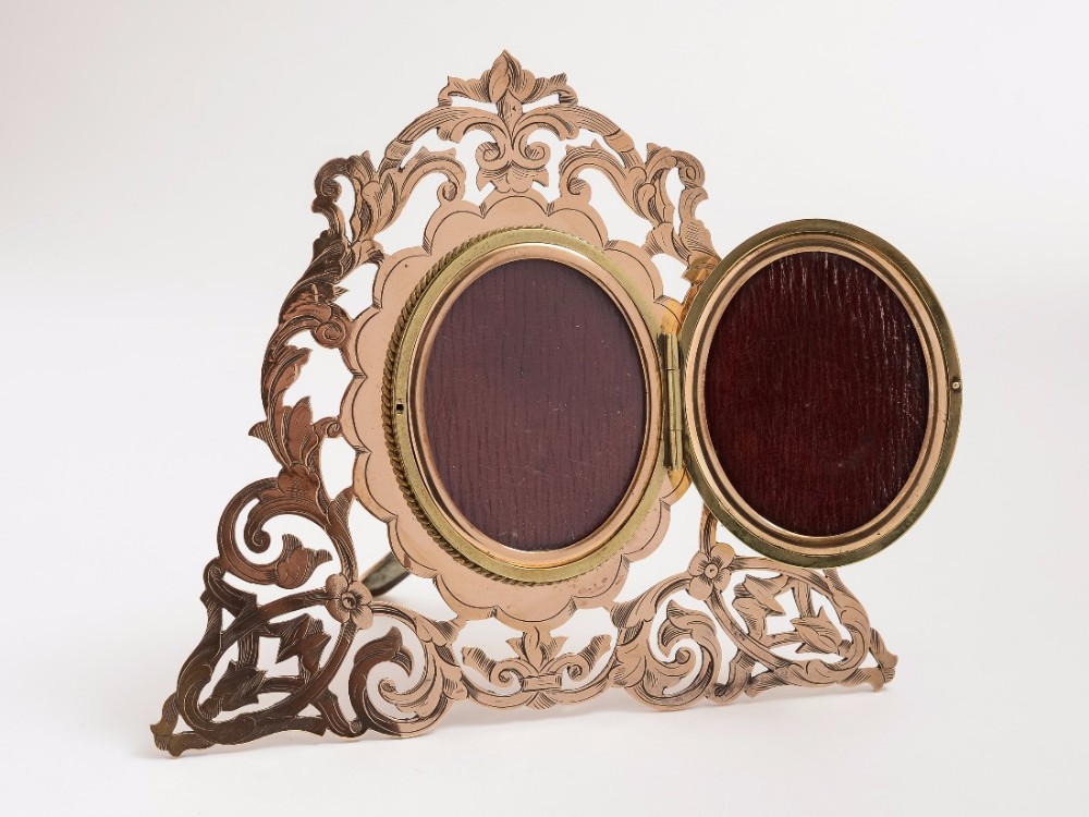 Victorian Cupid Double Photo Frame , Circa 1880