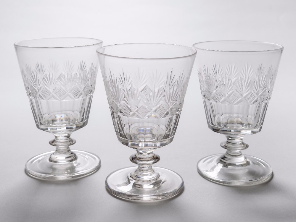 Set of 3 Cut Glass Bucket Rummers, Circa 1825