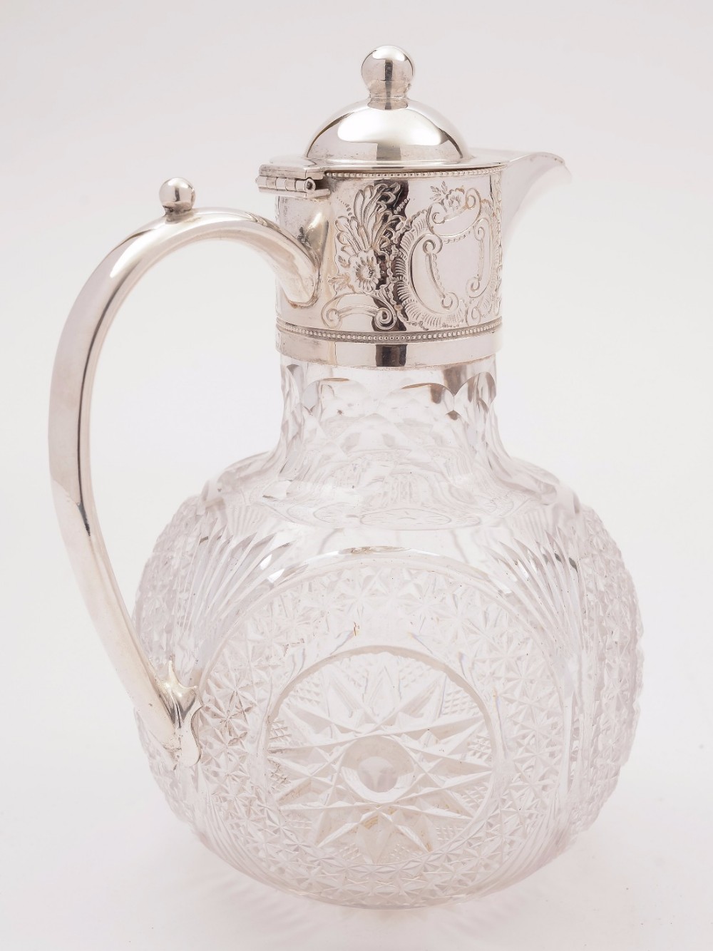 Victorian Glass and Silver Plated Claret Jug, Circa 1890