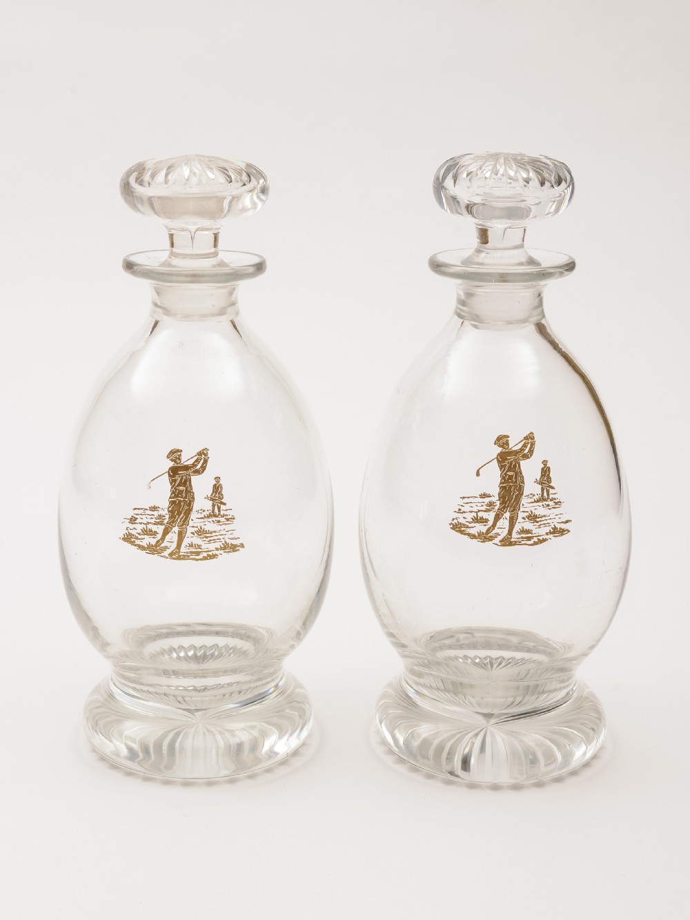 Pair of Edwardian Golfing Decanters, Circa 1905