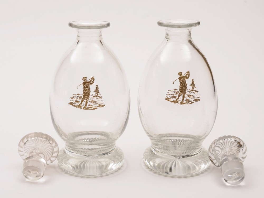 Pair of Edwardian Golfing Decanters, Circa 1905 View II