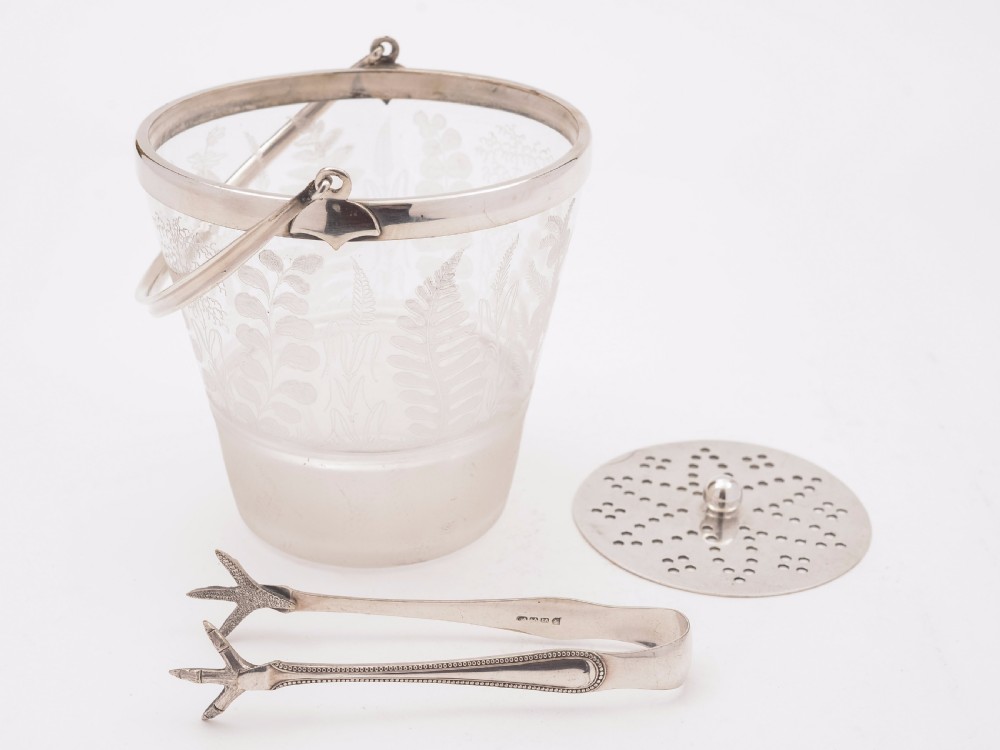 20th Century Glass and Silver Plated Ice Bucket, Circa 1920 View II
