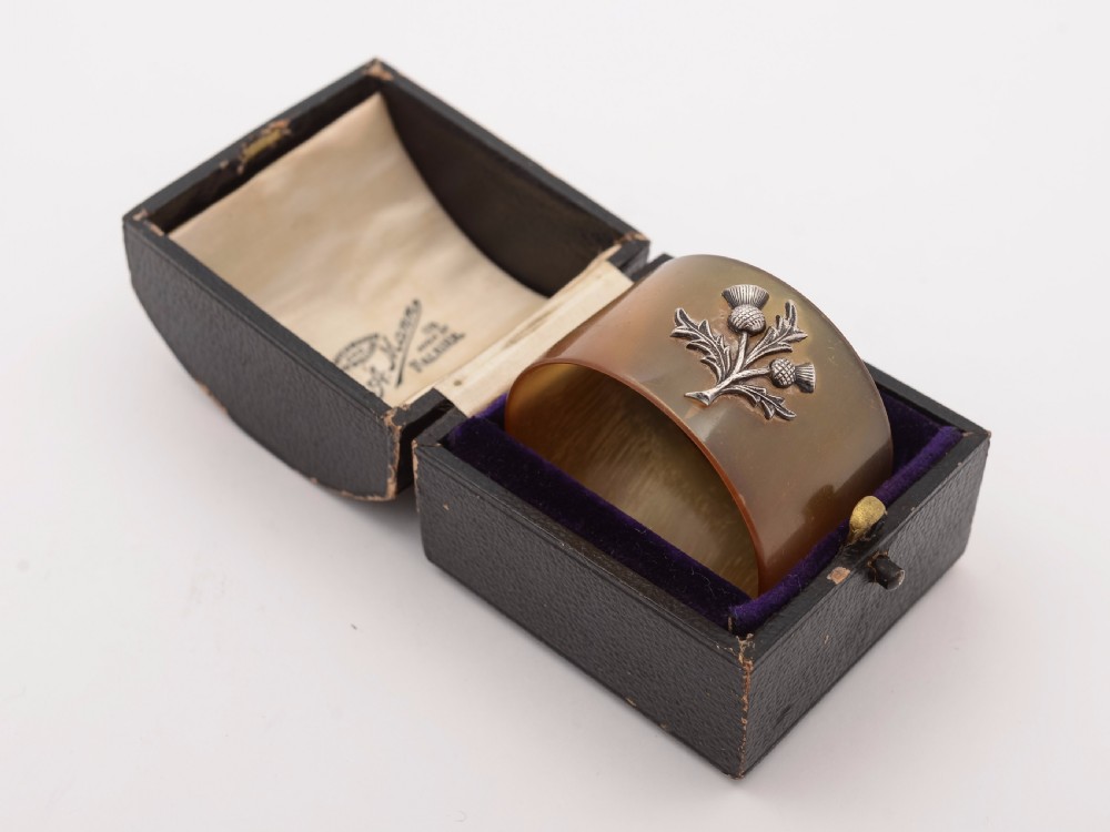 Scottish Horn and Silver Napkin Ring, Circa 1900 View II