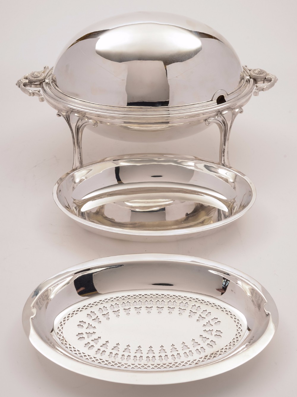 Victorian Silver Plated Rollover Dish, Circa 1890 View III