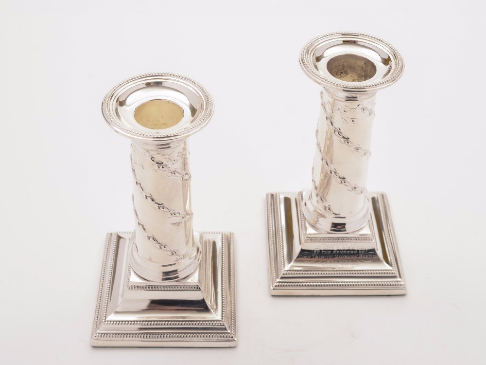 Pair of Small Edwardian Silver Plated Candlesticks, 1902 View III