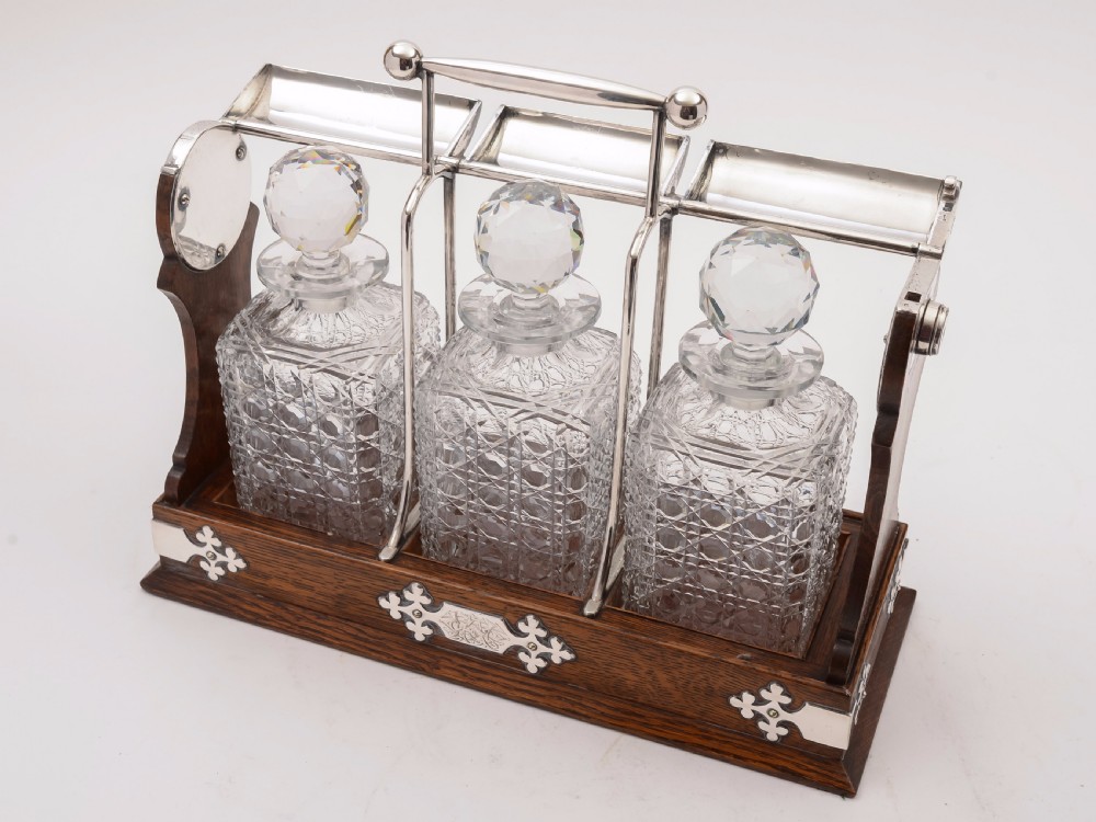 Victorian Three Bottle Tantalus, Circa 1890 View II