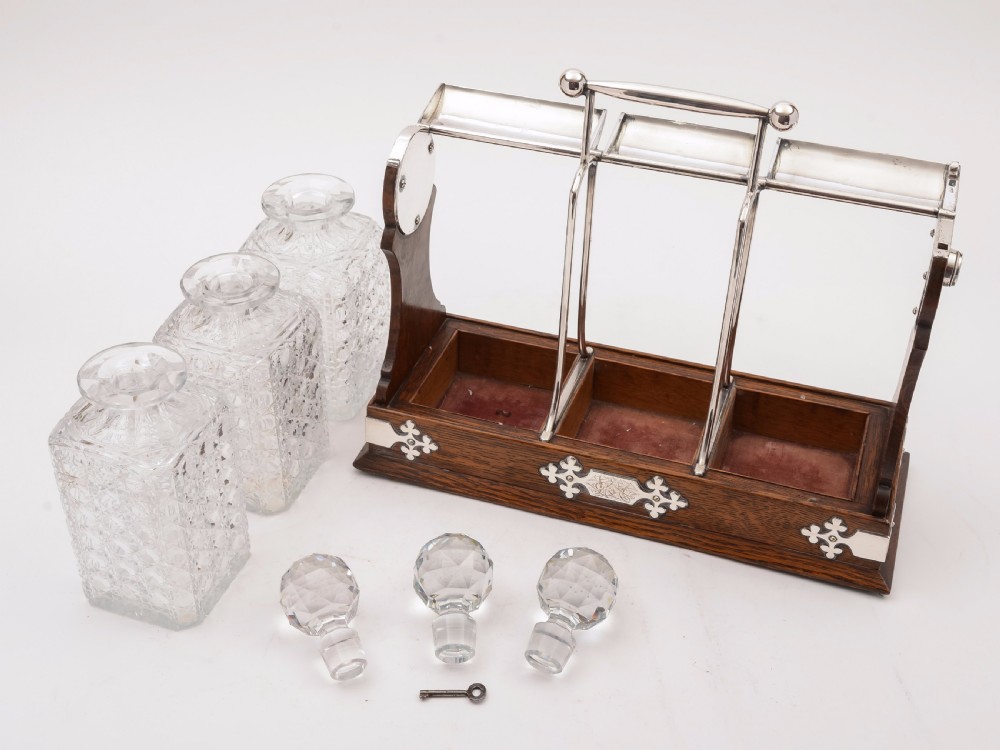 Victorian Three Bottle Tantalus, Circa 1890 View III