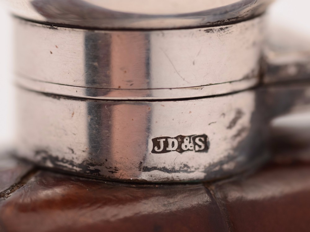 Edwardian Crocodile Covered Hip Flask, Circa 1905 View V