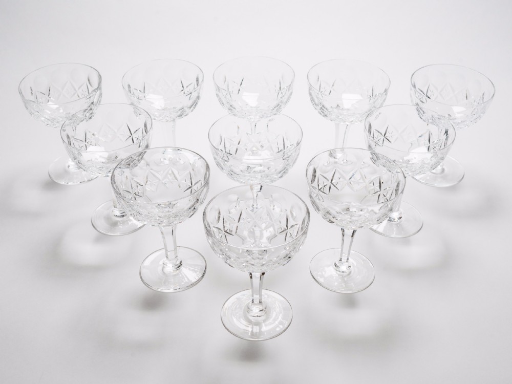 Set of 11 Cut Glass Champagnes, Circa 1910