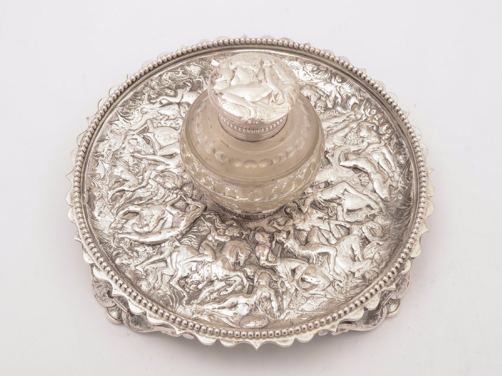 Victorian Silver Plated and Glass Ink Stand, Circa 1880