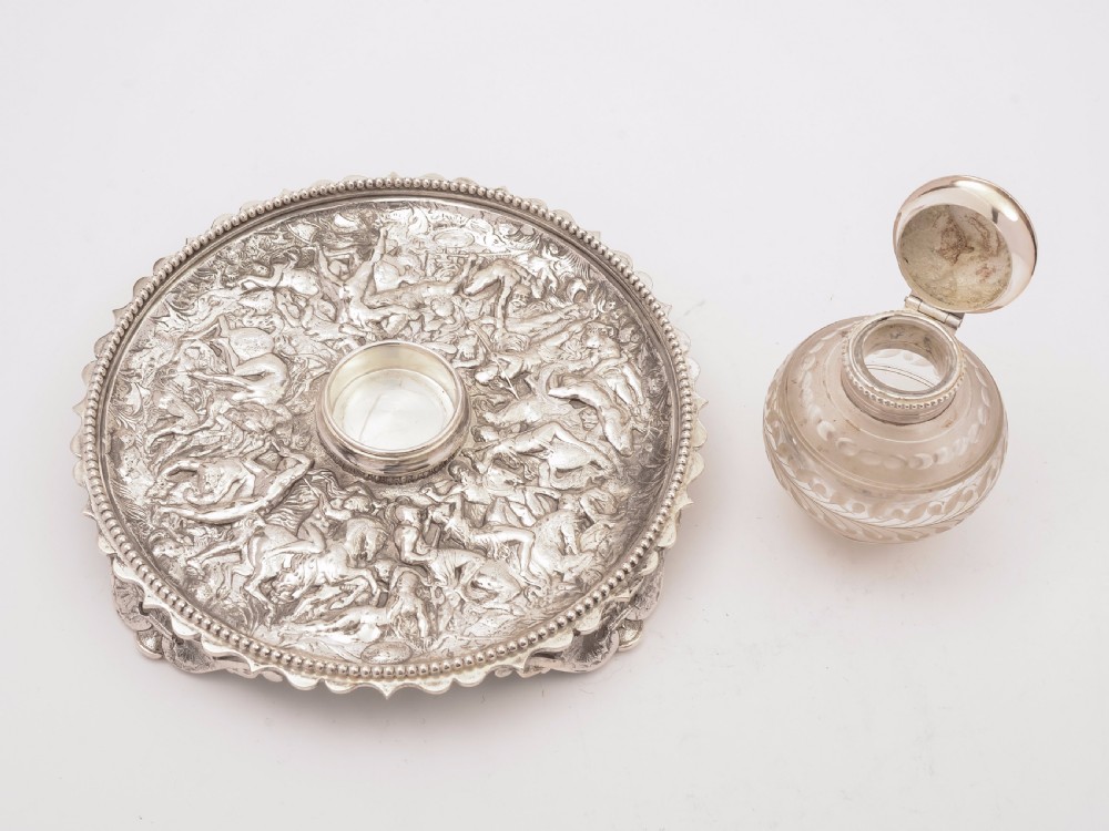Victorian Silver Plated and Glass Ink Stand, Circa 1880 View II