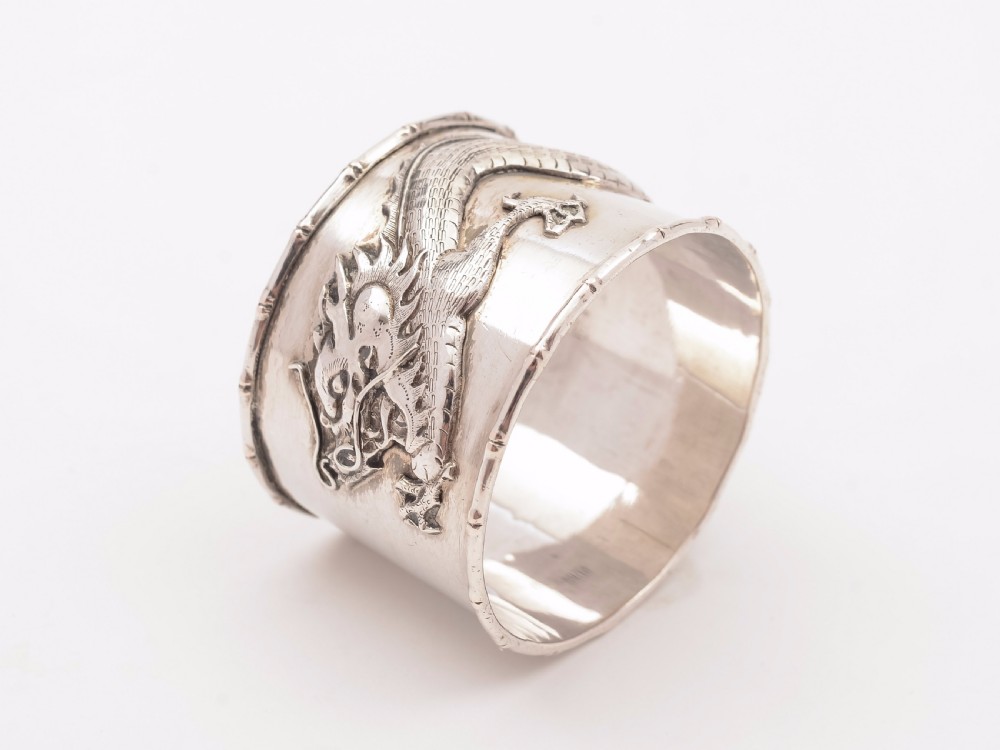 Chinese Canton Silver Napkin Ring, Circa 1900