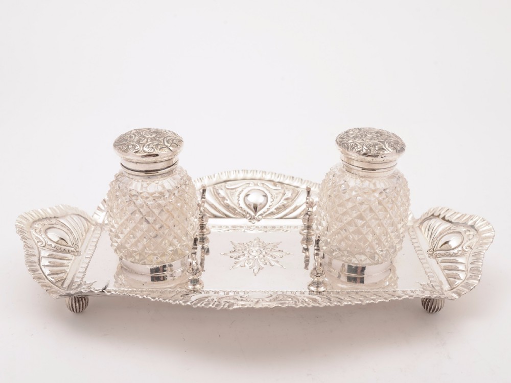 Victorian Silver Plated Double Ink Stand, Circa 1890