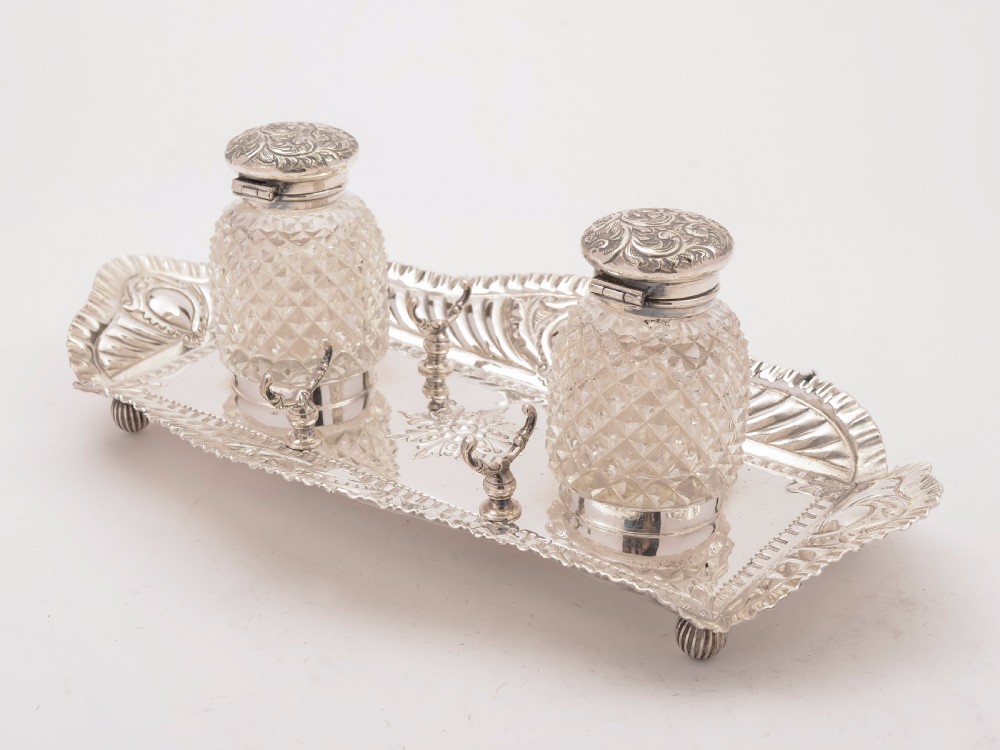 Victorian Silver Plated Double Ink Stand, Circa 1890 View II