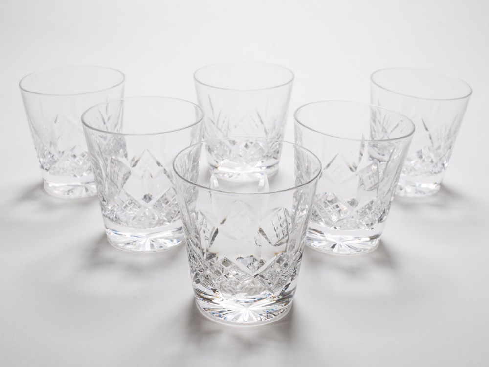 Set of 6 Cut Glass Whiskey Glasses, Circa 1920