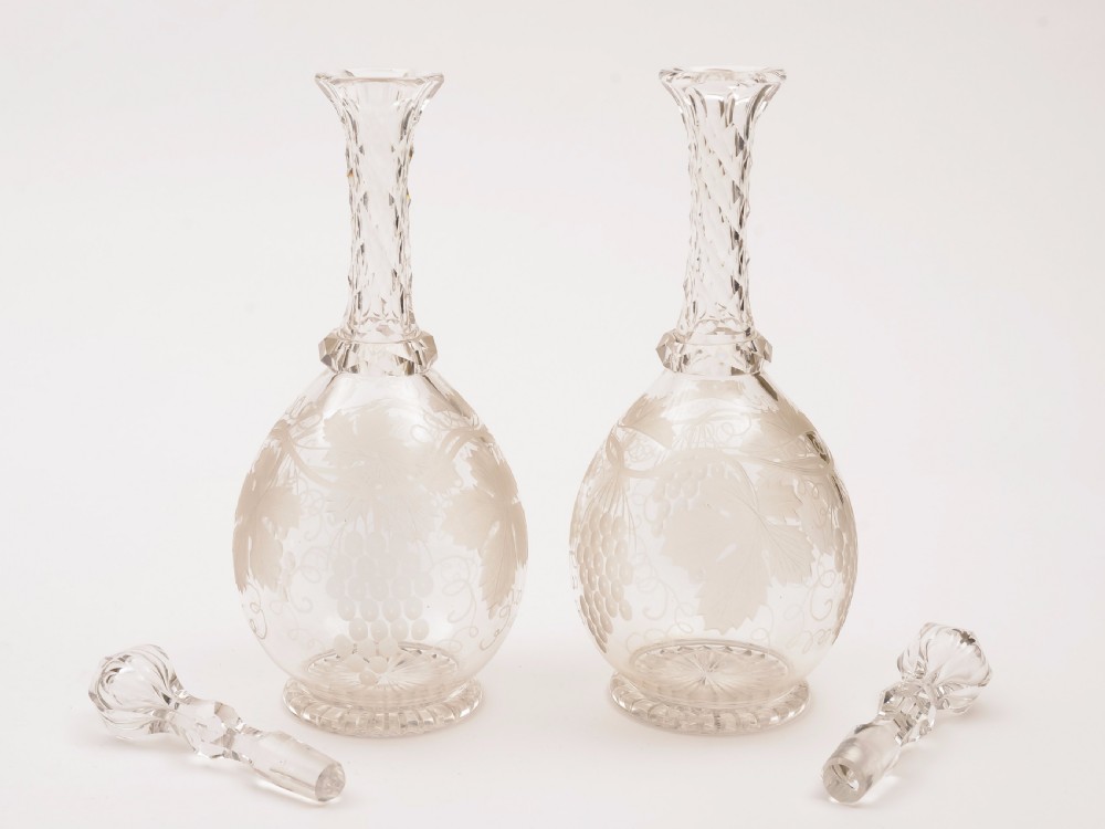 Pair of Edwardian Glass Decanters, Circa 1905 View II