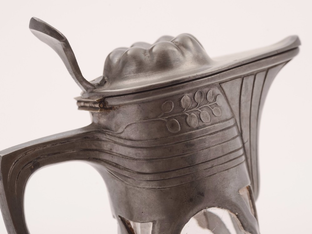 German Orivit Pewter Claret Jug, Circa 1900 View IV