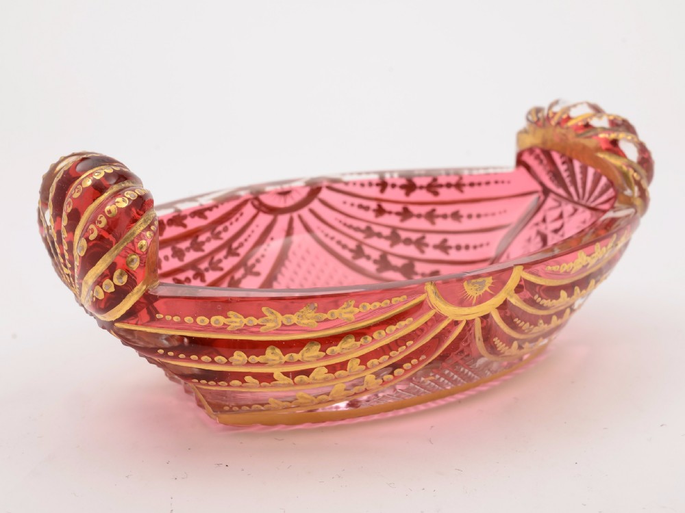 Regency Cranberry Glass Bon Bon Dish, Circa 1830
