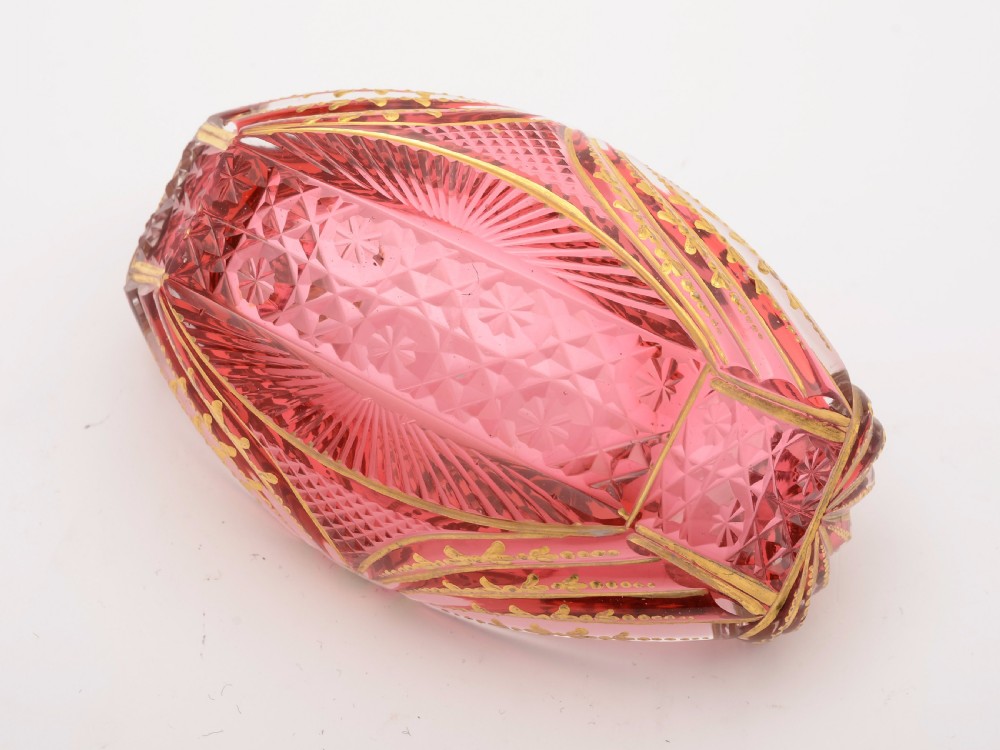 Regency Cranberry Glass Bon Bon Dish, Circa 1830 View II