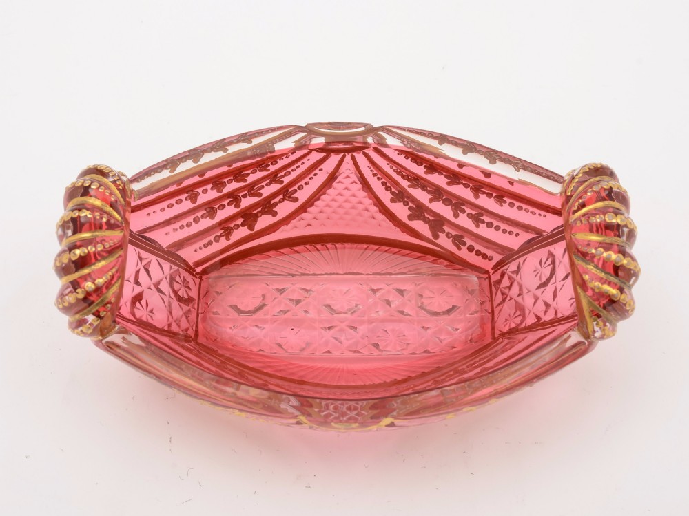 Regency Cranberry Glass Bon Bon Dish, Circa 1830 View IV