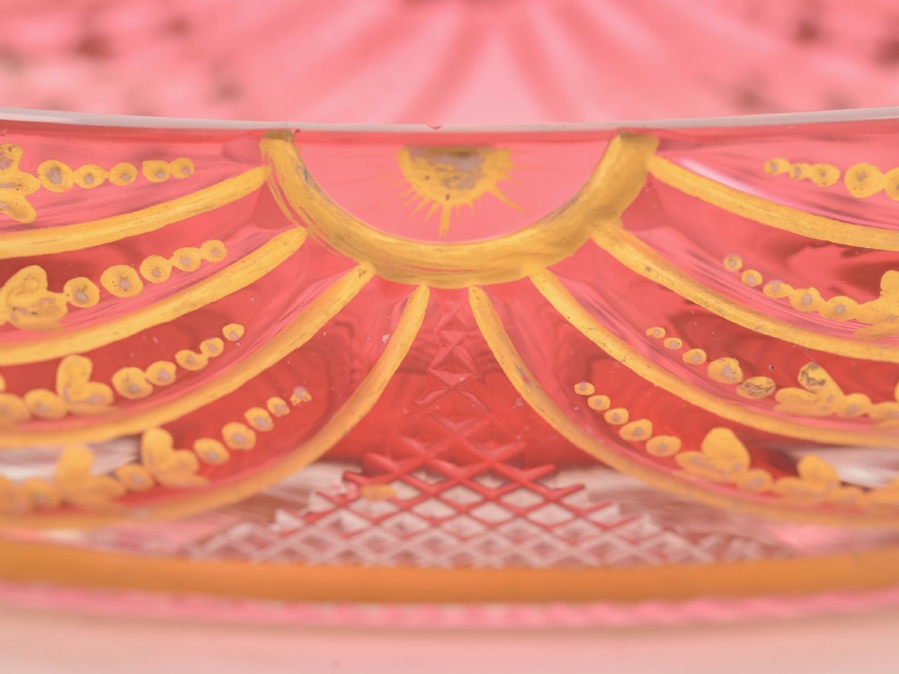 Regency Cranberry Glass Bon Bon Dish, Circa 1830 View V
