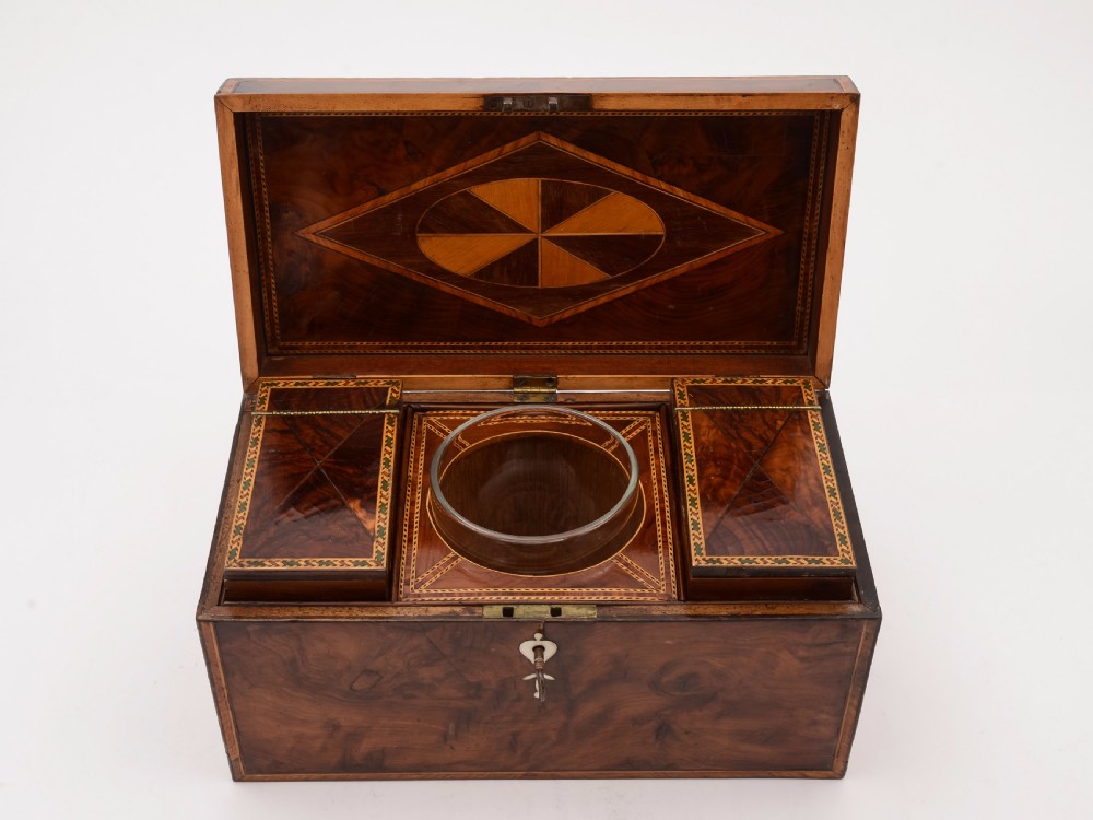 Georgian Yew Wood Tea Caddy, Circa 1780