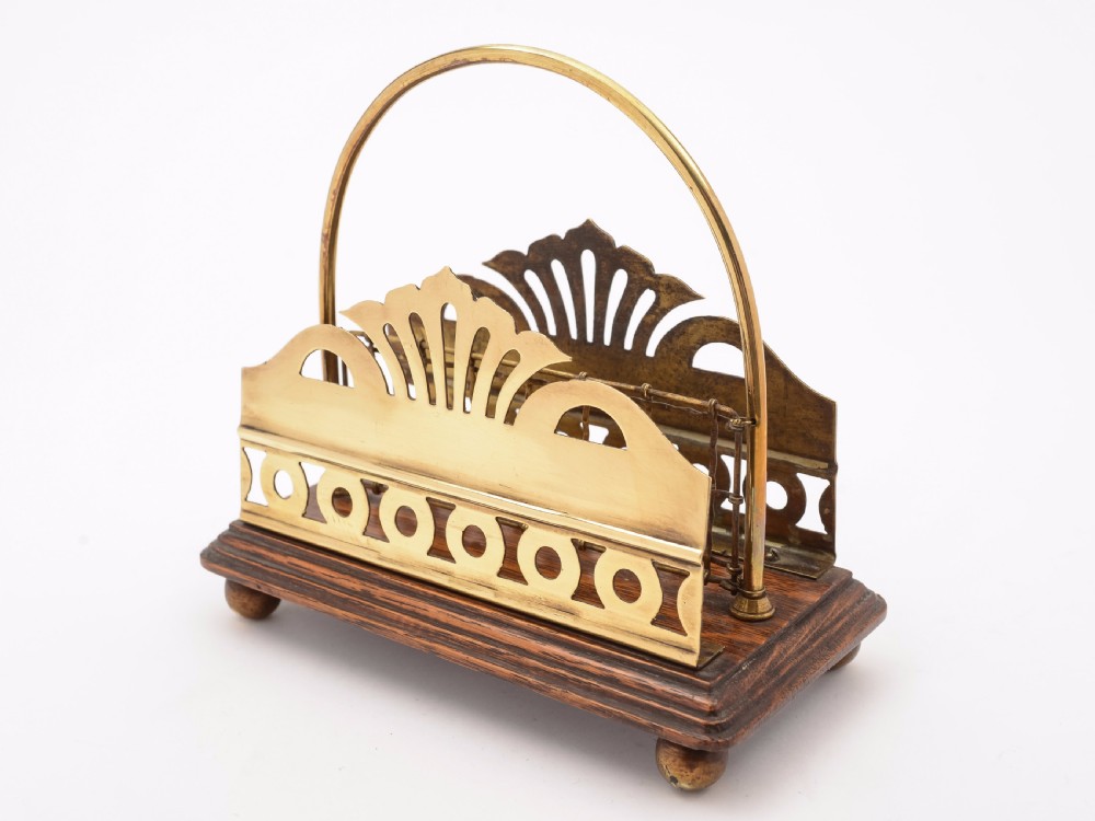 Edwardian Brass and Oak Letter Rack, Circa 1905 View III