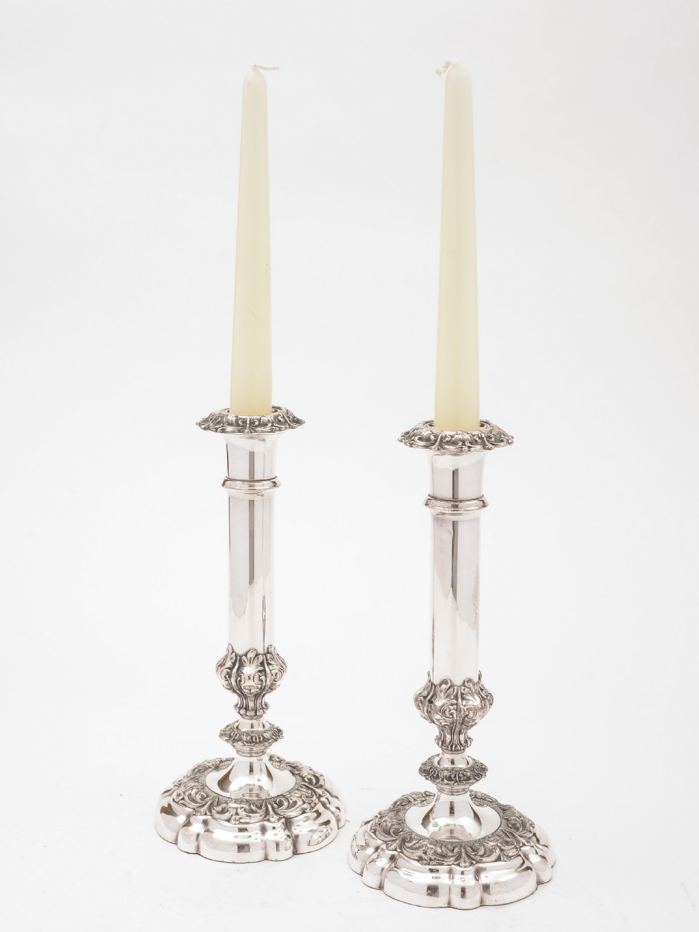Pair of Victorian Silver Plated Candlesticks, Circa 1880 View II