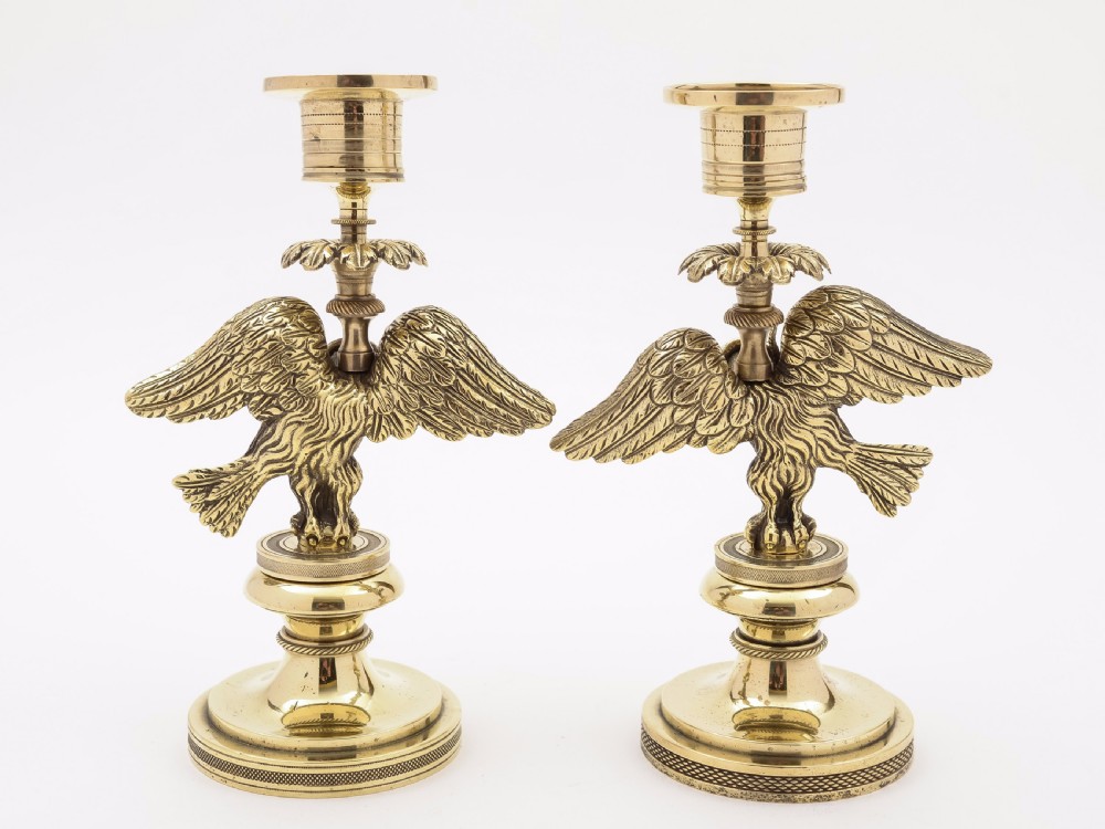 Matched Pair of French Brass Candlesticks View II