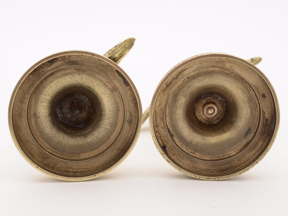 Matched Pair of French Brass Candlesticks View V