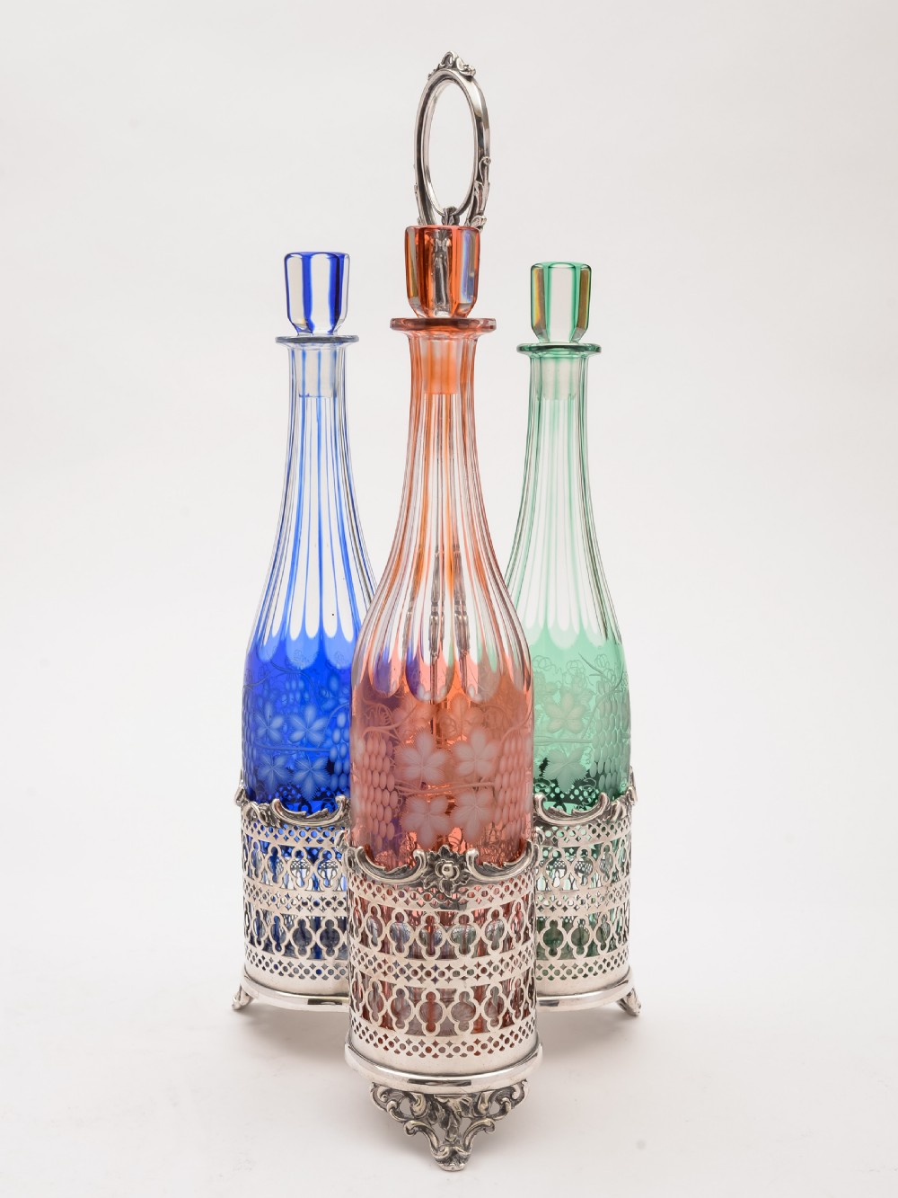 Victorian 3 Bottle Decanter Stand, Circa 1880 View II