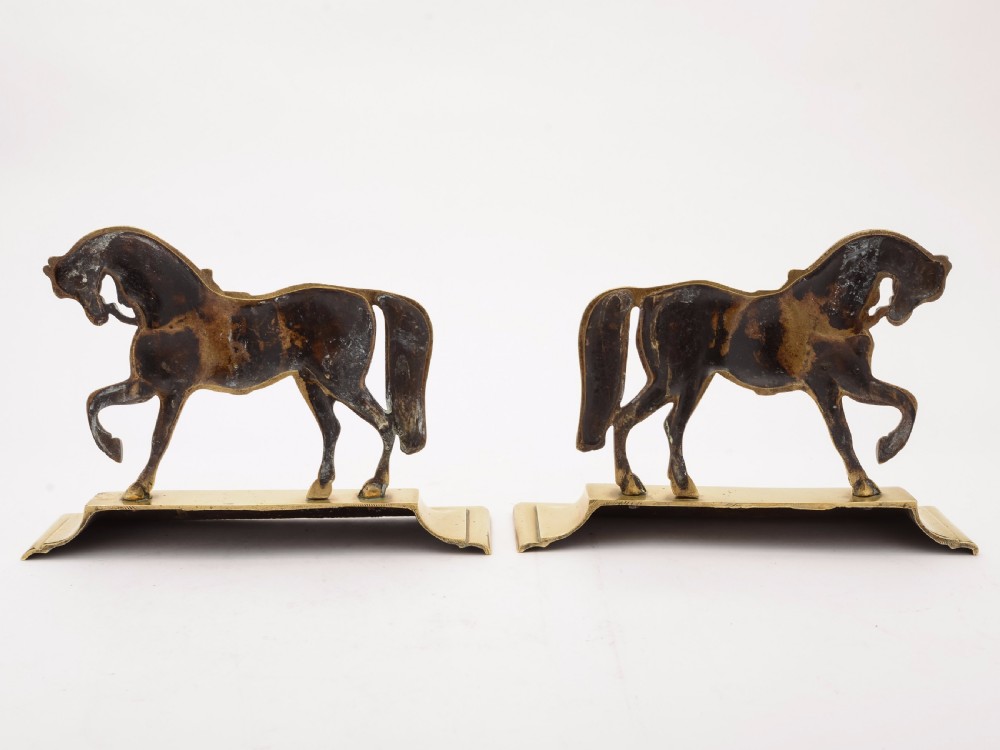 Pair of Victorian Brass Horse Ornaments, Circa 1880 View II