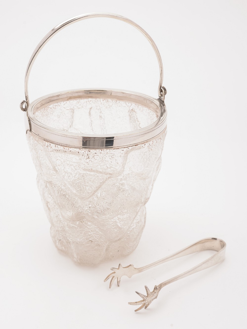 Glass and Silver Plated Ice Bucket, Circa 1930