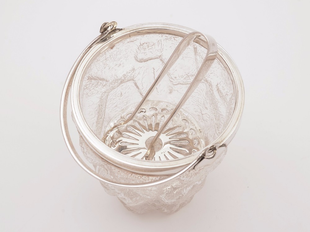 Glass and Silver Plated Ice Bucket, Circa 1930 View II