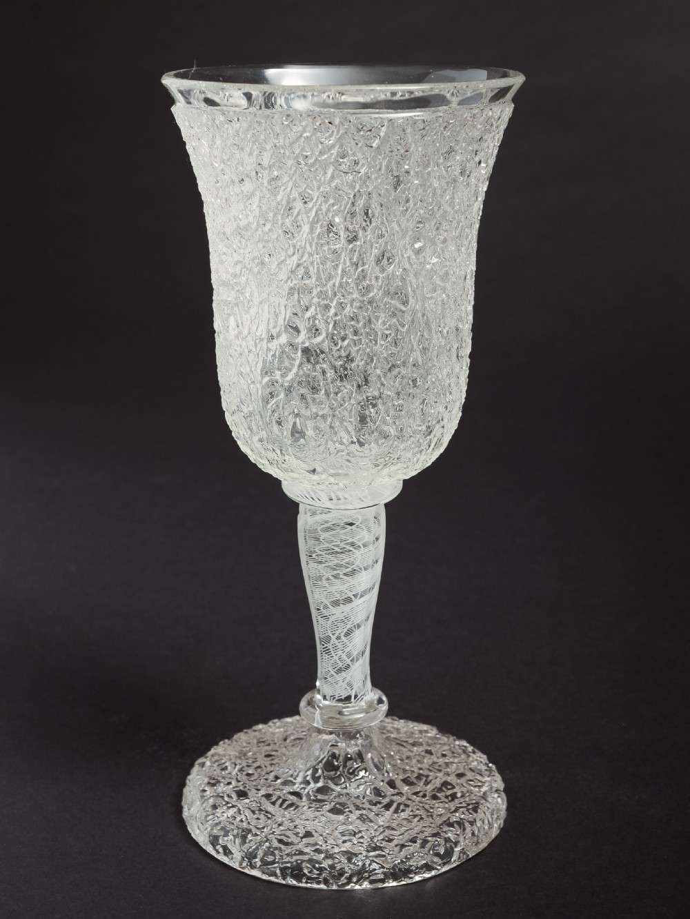 Victorian Crackle Glass Goblet, Circa 1890