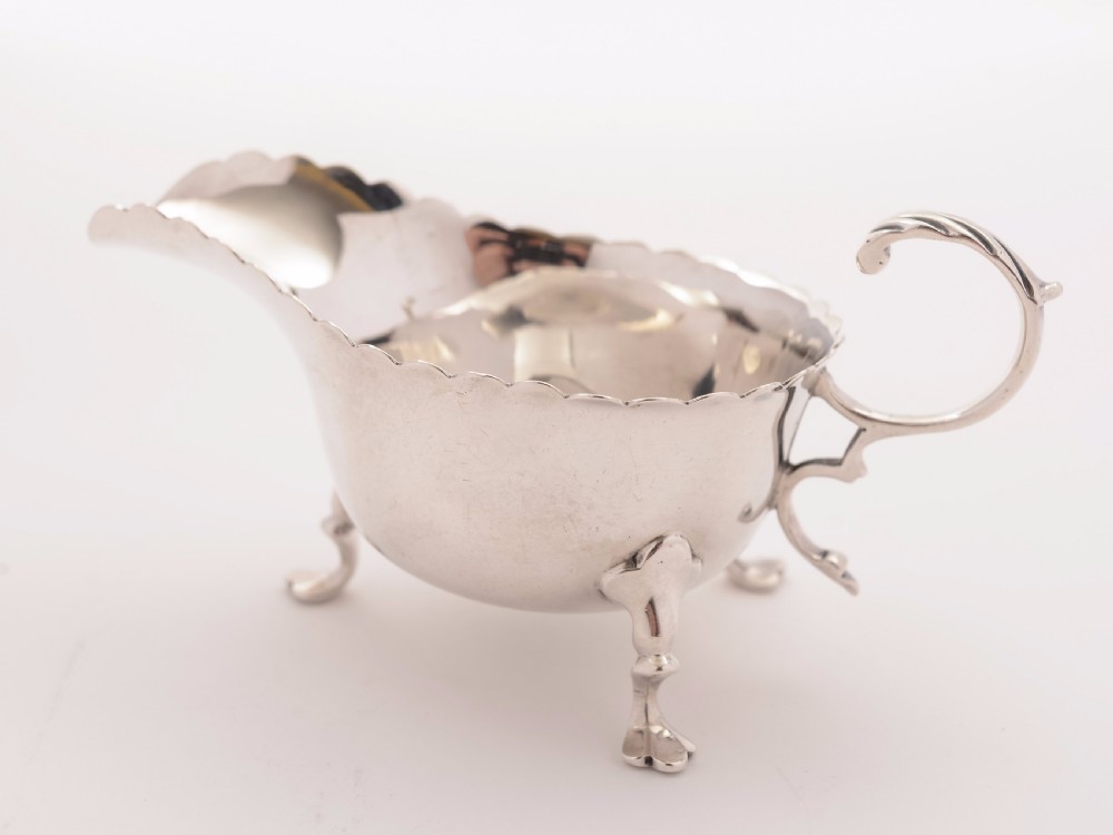 George V Silver 'Coin' Sauce Boat, Sheffield 1922 View II