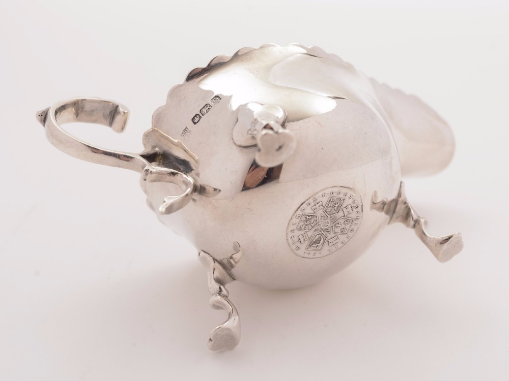 George V Silver 'Coin' Sauce Boat, Sheffield 1922 View III