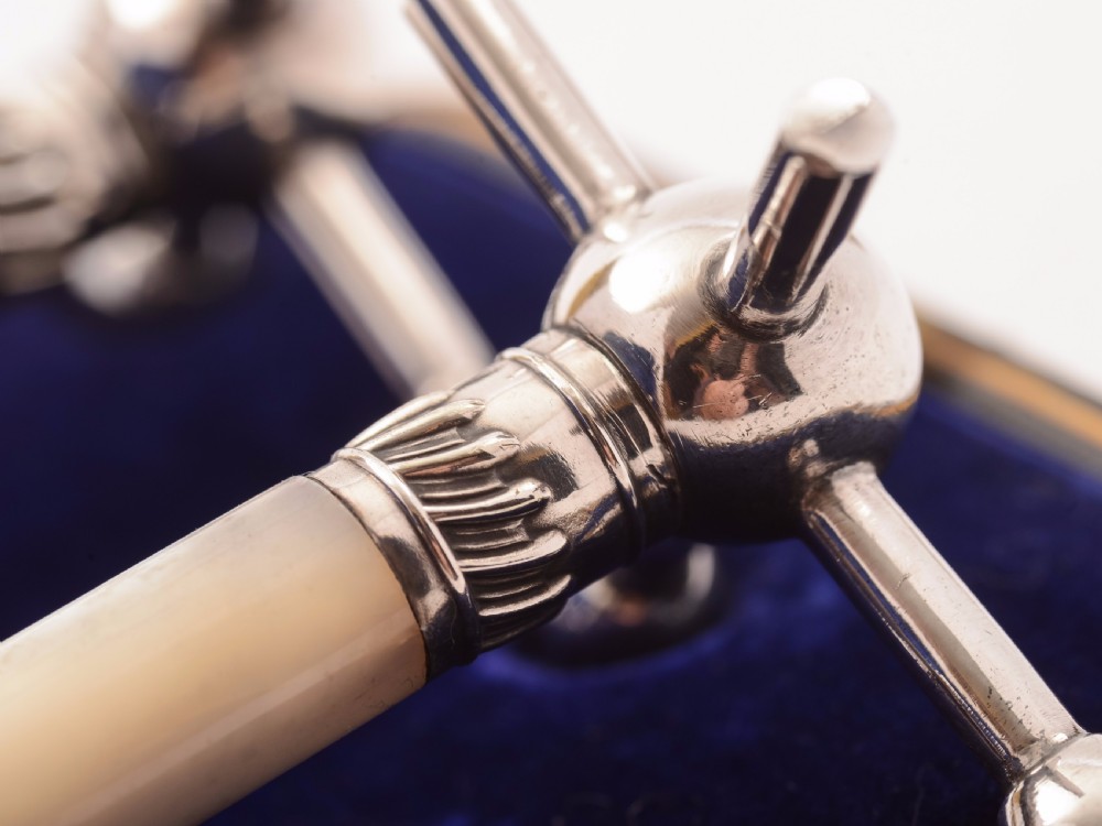 Cased Pair of Edwardian Mother of Pearl Knife Rests, Circa 1905 View II