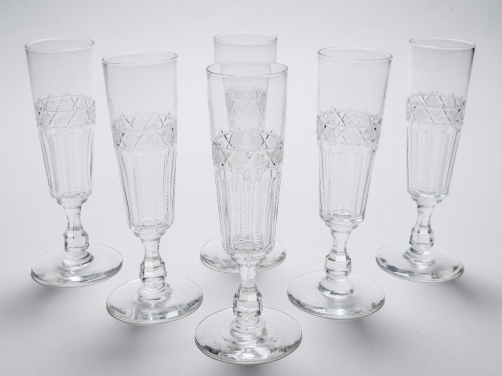 Edwardian Set of 6 Champagne Flutes, Circa 1905