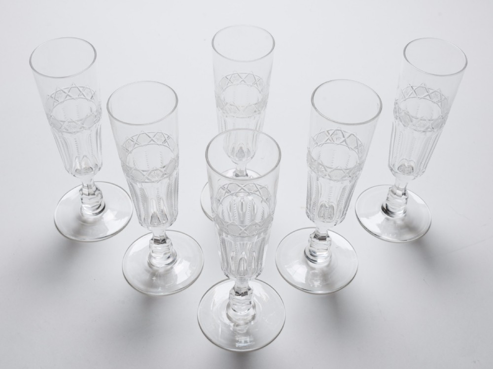 Edwardian Set of 6 Champagne Flutes, Circa 1905 View II