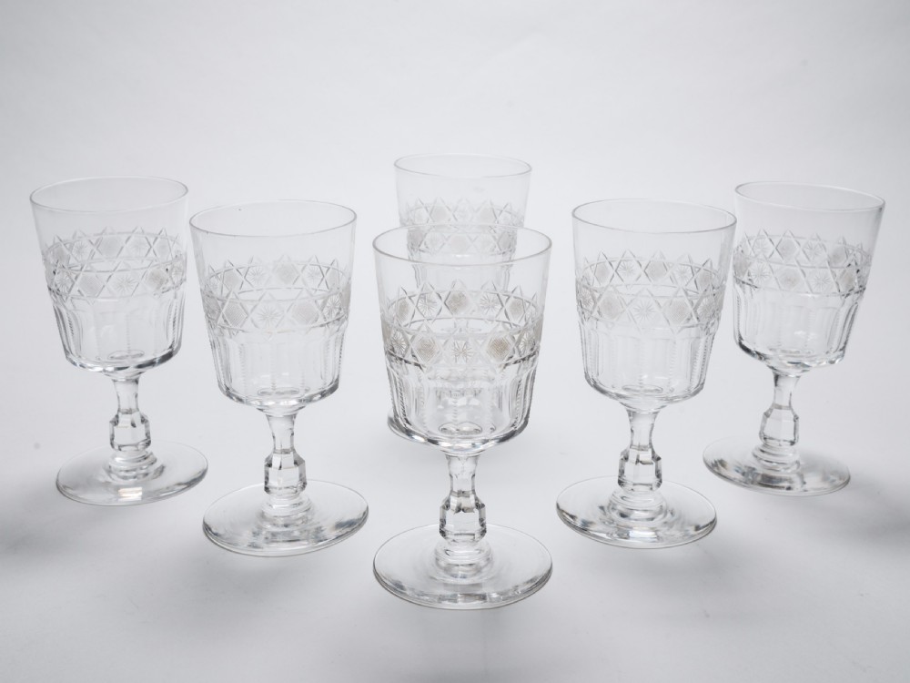 Set of 6 Edwardian Wine Glasses, Circa 1905