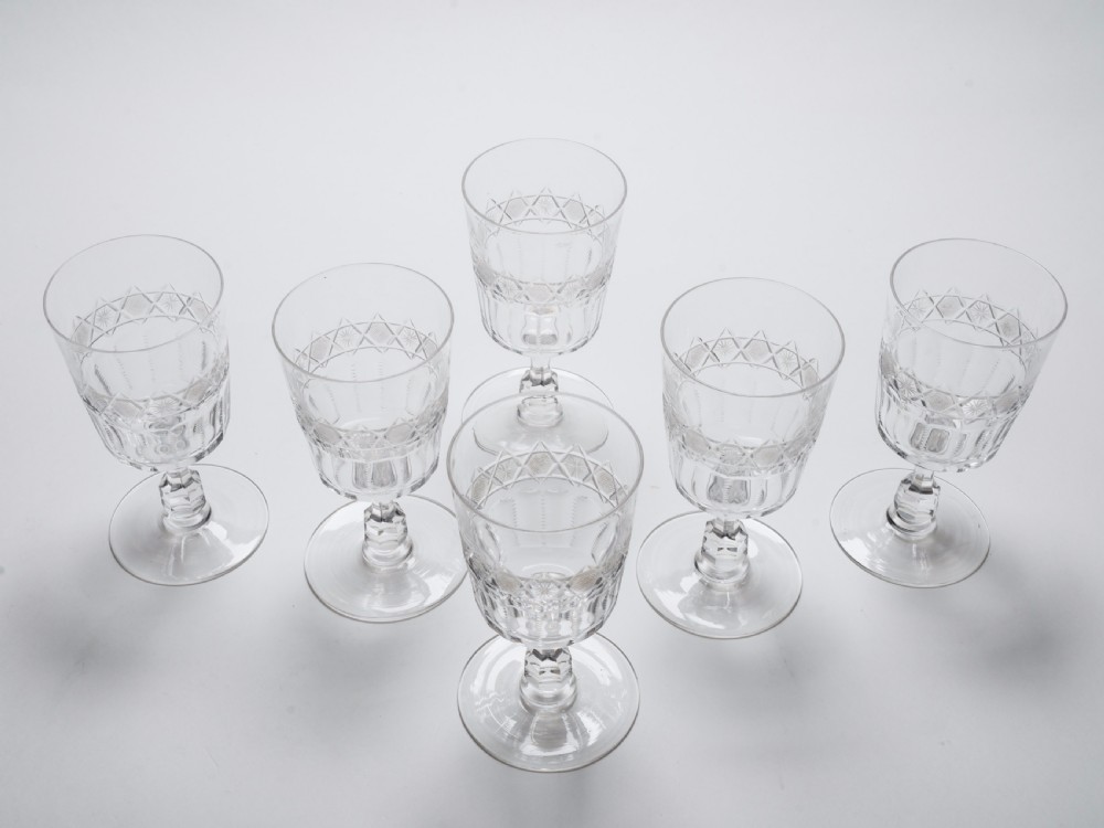 Set of 6 Edwardian Wine Glasses, Circa 1905 View II