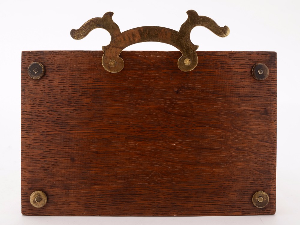 Edwardian Wall Brass and Oak Letter Rack, Circa 1905 View II