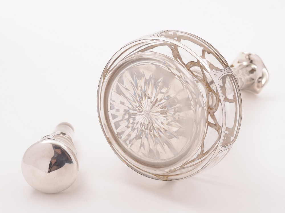 American Art Nouveau Silver Overlay Decanter, Circa 1900 View IV
