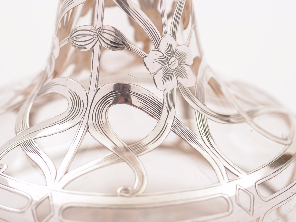 American Art Nouveau Silver Overlay Decanter, Circa 1900 View V